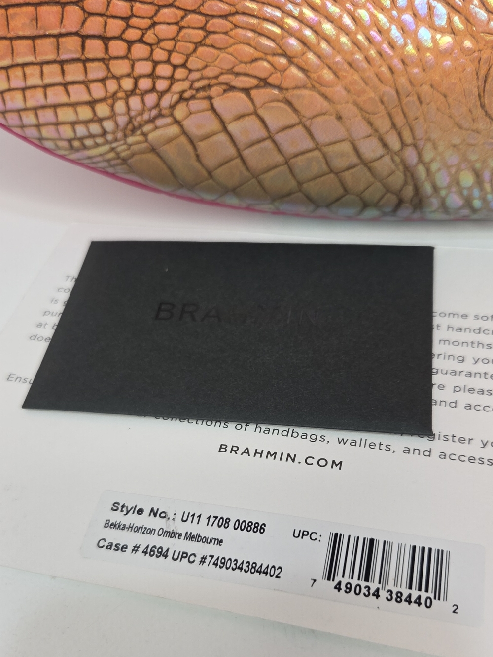 🌈▪️Brahmin ▪️Bekka Horizon Ombre Melbourne Iridescent Croc Shoulder Bag - Picture 9 of 14